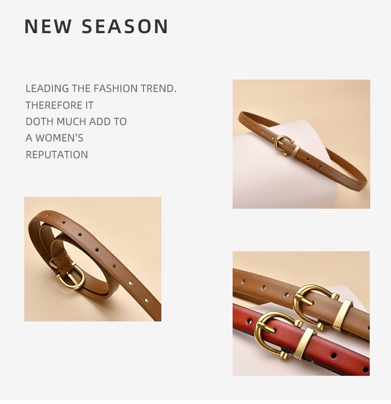 Skinny Women Leather Belt for Dresses Thin Waist Belt for  display picture 3