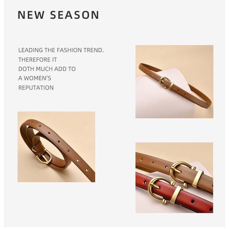 Skinny Women Leather Belt for Dresses Thin Waist Belt for  display picture 3