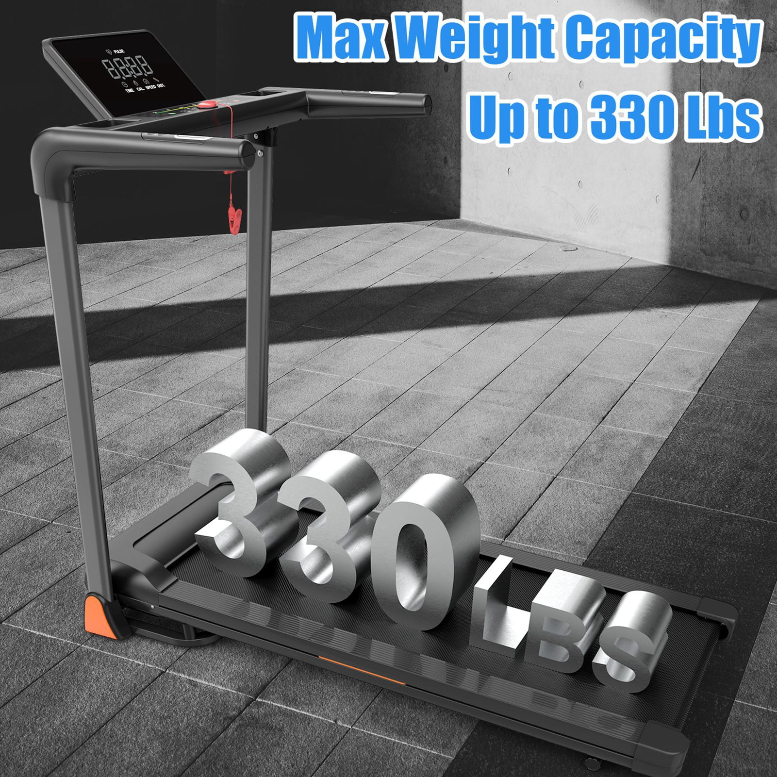 Folding Treadmill for Home, 3.5HP Quiet Brushless Treadmills with Handle 330 lbs Capacity, 4% Incline, LED Display & APP Control, Compact Foldable Walking Pad for Home Apartment Office