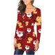 thumbnail image 1 of Camiseta informal para mujer, blusa estampada de manga larga con cuello redondo y fruncido Pompotops  FGAJ9592, 1 of 6