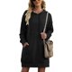 thumbnail image 1 of Vestido sudadera Ticfox Manga larga Bolsillo Cuello en V Hasta la rodilla Negro XL, 1 of 6