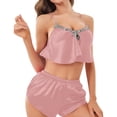 thumbnail image 1 of Gibobby Pijamas de seda Pijamas de mujer, pantalones cortos con tirantes transpirables, pijama dividido, conjunto de 2 piezas, ropa fina Sexy de verano para el (Rosa, M), 1 of 4