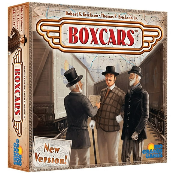 Rio Grande Games: Boxcars - Train Board Game, Build Your Rail Empire, 2 Map Options, Complete Random Delivery Routes, Ages 13 , 2-6 Players, 2-4 Hr