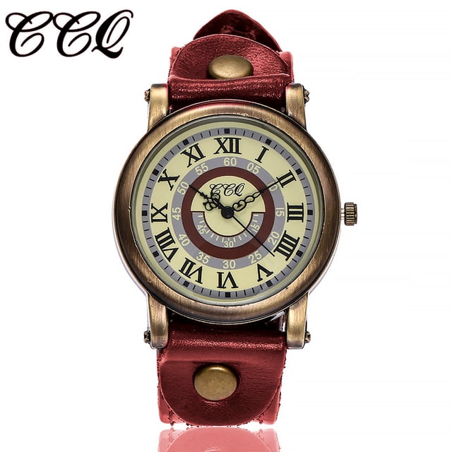 Reloj de cuarzo para mujer, relojes para mujer CCQ, reloj de pulsera analógico con correa de cuero y cuarzo informal para mujer, reloj de acero inoxidable