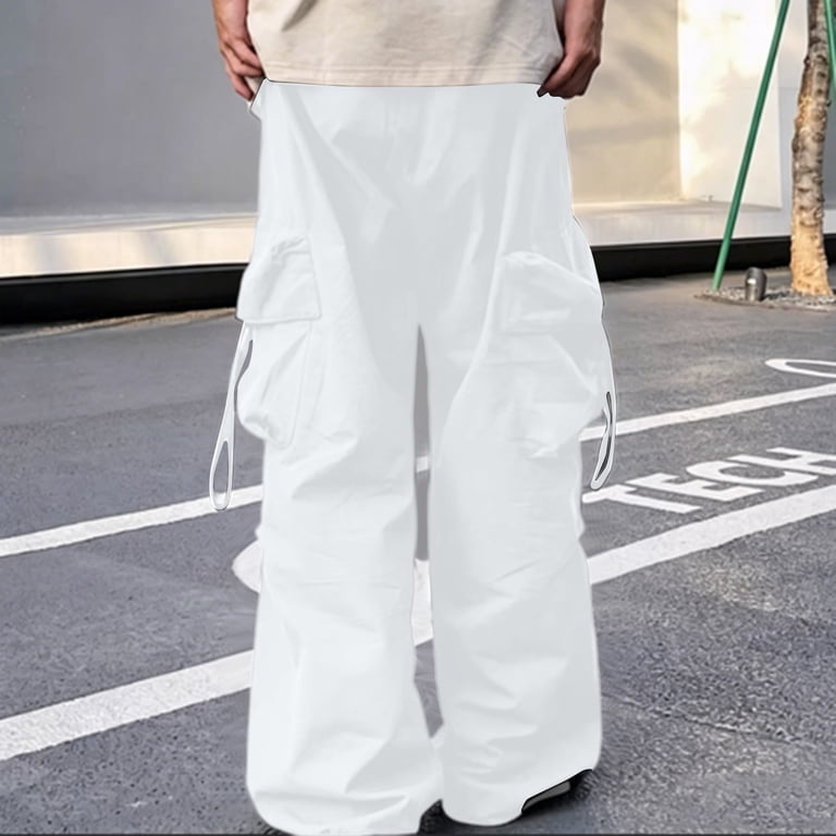 SAWOBUUN Men's Cargo Pants Wide Leg Loose Fit Trousers Casual