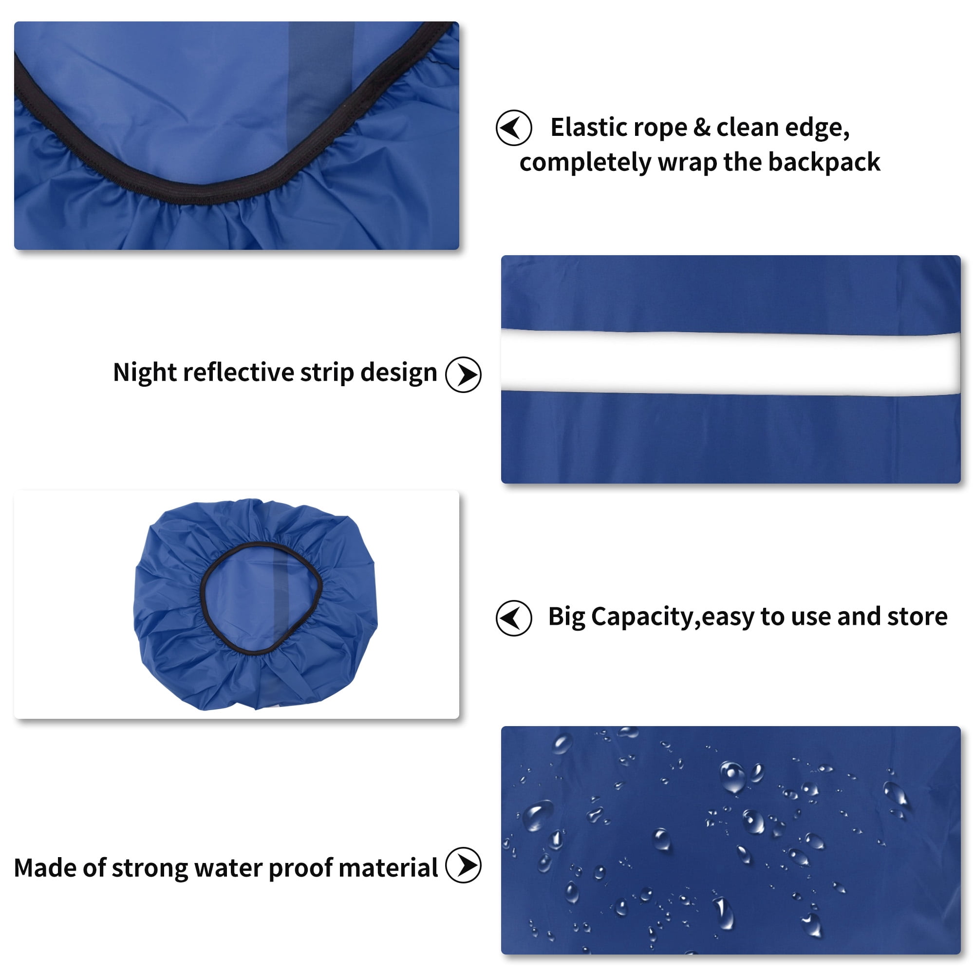 Unique Bargains Reflective Waterproof Backpack Rain Cover Deep Blue