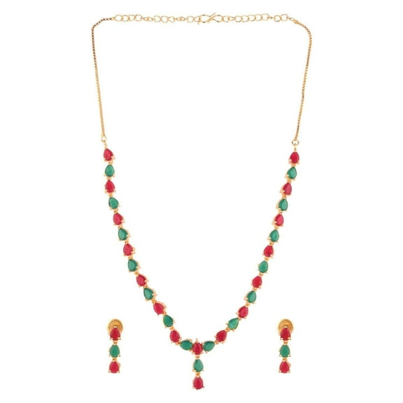 Efulgenz Indian Jewelry Cubic Zirconia CZ Crystal Choker Necklace Drop Earrings Set for Women