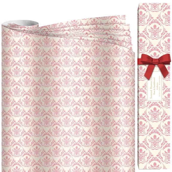 LA BELLEFEE Rose & Sandalwood Scented Drawer Liners, 6 Sheets, Roll-Pack, Wardrobe Closet Shelf Drawer Paper, Fresh Scented Storage Liner for Home Organization