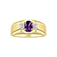 thumbnail image 1 of RYLOS Men's Rings 14K Yellow Gold Classic 7X5MM Oval Gemstone & Diamond Ring Amethyst February Birthstone Rings For Men, Gold Rings Size 13, 1 of 7