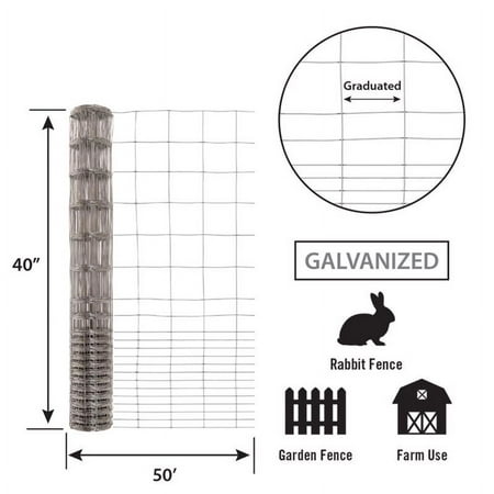 Garden Zone 344050 Rabbit Shield Garden Fence, 16 Gauge, 40" x 50'