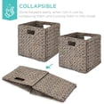 thumbnail image 3 of WILLYO  10.5x10.5in Pack of 5 Cube Storage Baskets, Water Hyacinth Multipurpose Collapsible Organizers, Handwoven Laundry Totes for Laundry, Living Room, Kids Room & Nursery - Gray, 3 of 7