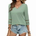 thumbnail image 4 of Ronuti 3/4 Length Sleeve Womens Tops Dressy Casual Blouses for Women 2025 Trendy V Neck T Shirts Fall Clothes, 4 of 9