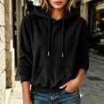 thumbnail image 4 of BRELIL Women's Fall Winter Hooded Pullover Sweatshirt Long Sleeve Solid Casual Basic Top Loose Cozy Outfit, Black S, 4 of 6