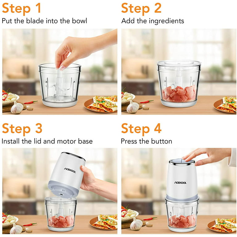 Mini Food Processor 2-Cup Small Electric Food Chopper for Vegetables,  Meat