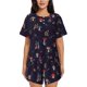 thumbnail image 1 of Fotbe Mushrooms3 Conjunto de Pijama Estampado para Mujer, 2 Piezas, Ropa de Dormir con Camiseta de Manga Corta y Shorts Suaves-Large, 1 of 6