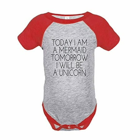 

7 ate 9 Apparel Funny Kids Mermaid Unicorn Baseball Onepiece Red