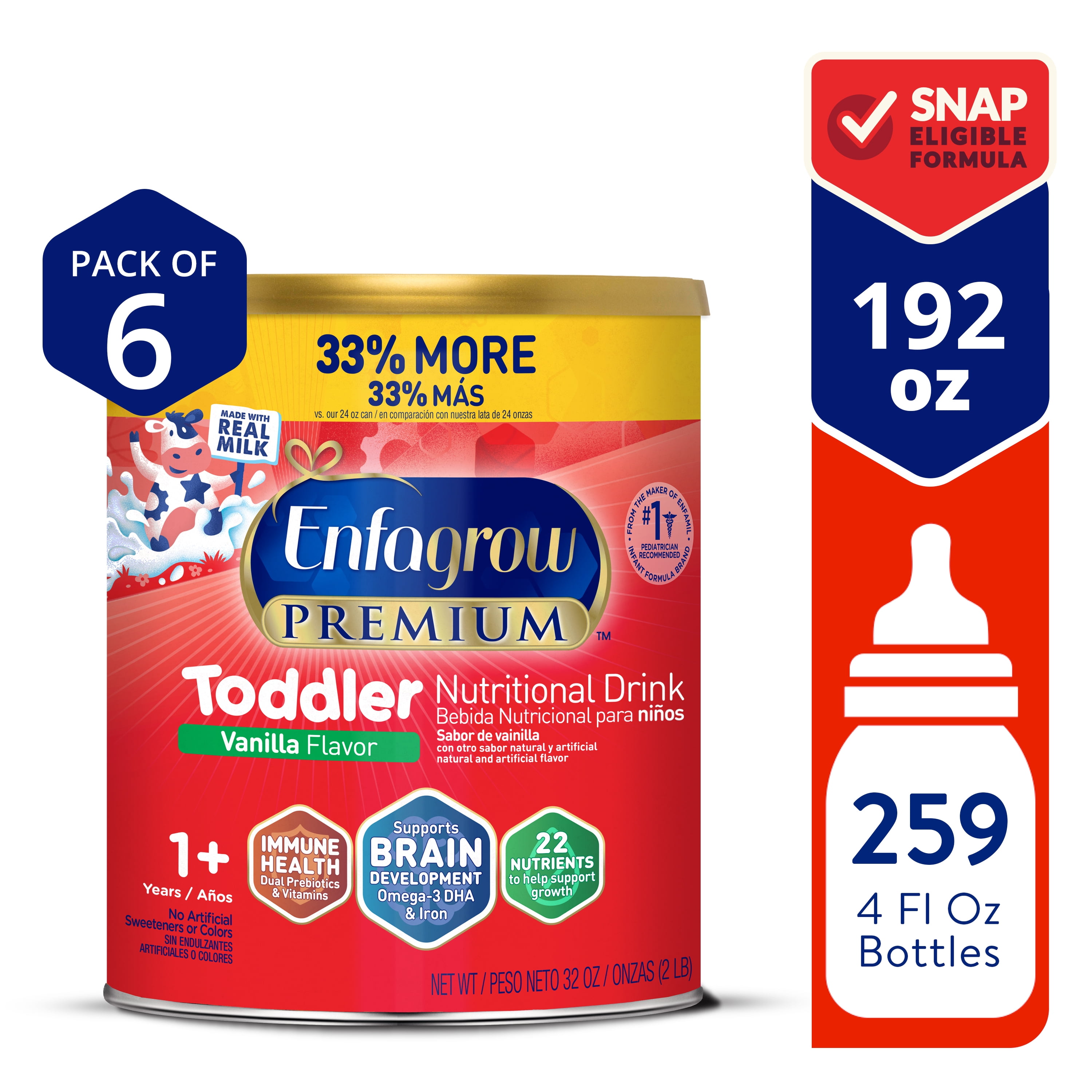 Enfagrow PREMIUM Toddler Nutritional Drink, Omega 3 DHA Prebiotics, Non