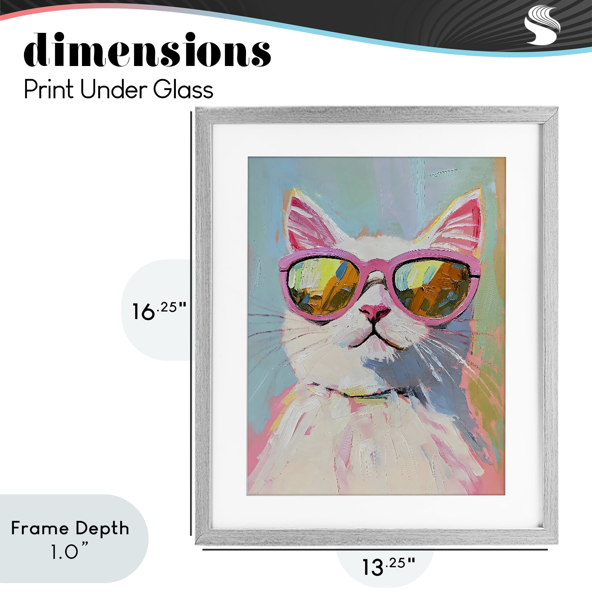 Stupell Industries Cool Cat in Sunglasses Gray Framed Print Under Glass, design by The Prints Vibe