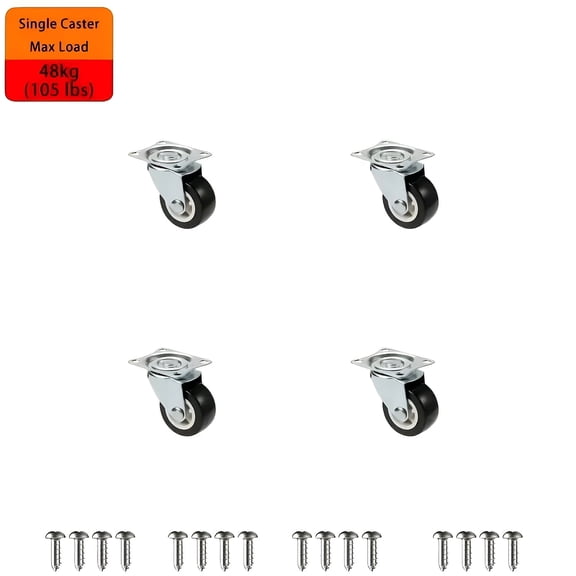 XIBUFE 4 Inch Heavy Duty Casters with Double Bearings, Silent Polyurethane Wheels Set of 4 for Carts and Workbenches