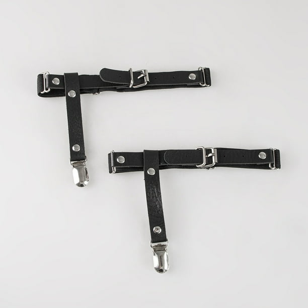 2 ligueros goticos punk anillo de pierna arnes elastico punk liguero tirantes ajustables con clips de metal color negro ShuxiuWang 1327537103738