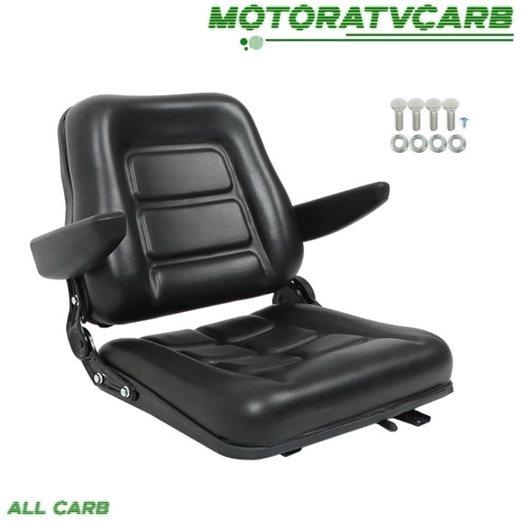ALL-CARB Universal Forklift Seat Tractor Seat Foldable Adjustable Back & Armrest