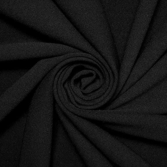 Scuba Crepe Fabric Stretch Double Knit Neoprene Polyester Spandex Techno Material By the Yard - Black (5 Yards)