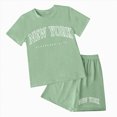 thumbnail image 3 of NOLDARES Toddler Baby Girl Summer Outfit Short Sleeve T Shirt Top Casual Shorts Set Infant Newborn Clothes 6 12 18 24 Month(Light Green,4-5 Years), 3 of 3