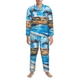 thumbnail image 3 of Sikiie Greek Island Windmills Painting Mens Pajama Set, Soft Warm Long Sleeve Sleepwear, Cozy Button-Down Pjs for Men-Large, 3 of 7
