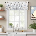 thumbnail image 2 of Blue Beige Spring Floral Kitchen Curtain Valances for Windows Farmhouse Short Curtains, Summer Botanical Watercolor Rod Pocket Valance Curtain for Bedroom Cafe Living Room, 2 of 8