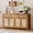 Dark oak, variant on Rattan Sideboard Buffet Cabinet with 4 Doors & 3 Drawers, Boho Credenza Storage Cabinet with Adjustable Shelves, Mid Century Wood Buffet Table Coffee Bar for Kitchen, Living Room