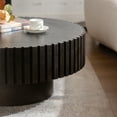 thumbnail image 4 of Miekor Furniture Round Coffee Table Handcrafted Relief Sturdy Pedestal Wooden Olive-Shaped Tea Table for Living Room 98185, 4 of 7