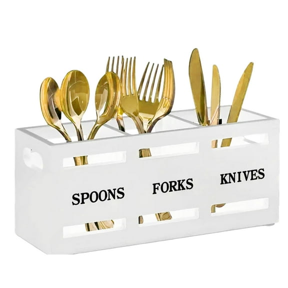 Wooden Silverware CaddiesFlatware Cutlery Holder Wood Silverware Organizer Containers Kitchen Utensil Holder for Countertop Spoon and Fork Holder Flatware Utensils for Party