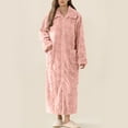 thumbnail image 3 of Womens Zip Up Robe Soft Comfy Long Plush Robe Winter Warm Fluffy Zip Up Bathrobe Cozy Fuzzy Housecoat with Pockets, 3 of 6