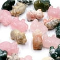 thumbnail image 3 of K-KED Natural Rose Quartz Crystal Agate Amethyst Piggy Carved Mini Healing Reiki Decor-African bloodstone quartz-5pcs, 3 of 8
