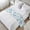 Blue Teal Grey, variant on Pink Grey Coral Coastal Bed Runner, Satin Bed Throw Runner for Queen Size Beds, Summer Beach Seaside Nautical Decorative Bedding Scarf for Bedroom Hotel Wedding Room Guestrooms 94"x20"
