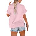 thumbnail image 5 of Kovlvoll Button down Shirts for Women Cotton Linen Casual Summer Turn down Solid Color Short Sleeve Shirt Tops, 5 of 7