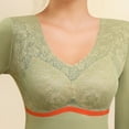 thumbnail image 6 of ZQUUVOU Thermal Shirts for Women Thermal Base Layer Top No Show Lace Trim Fleece Lining Soft Warm Shirt with Built-in Bra Green, 6 of 6