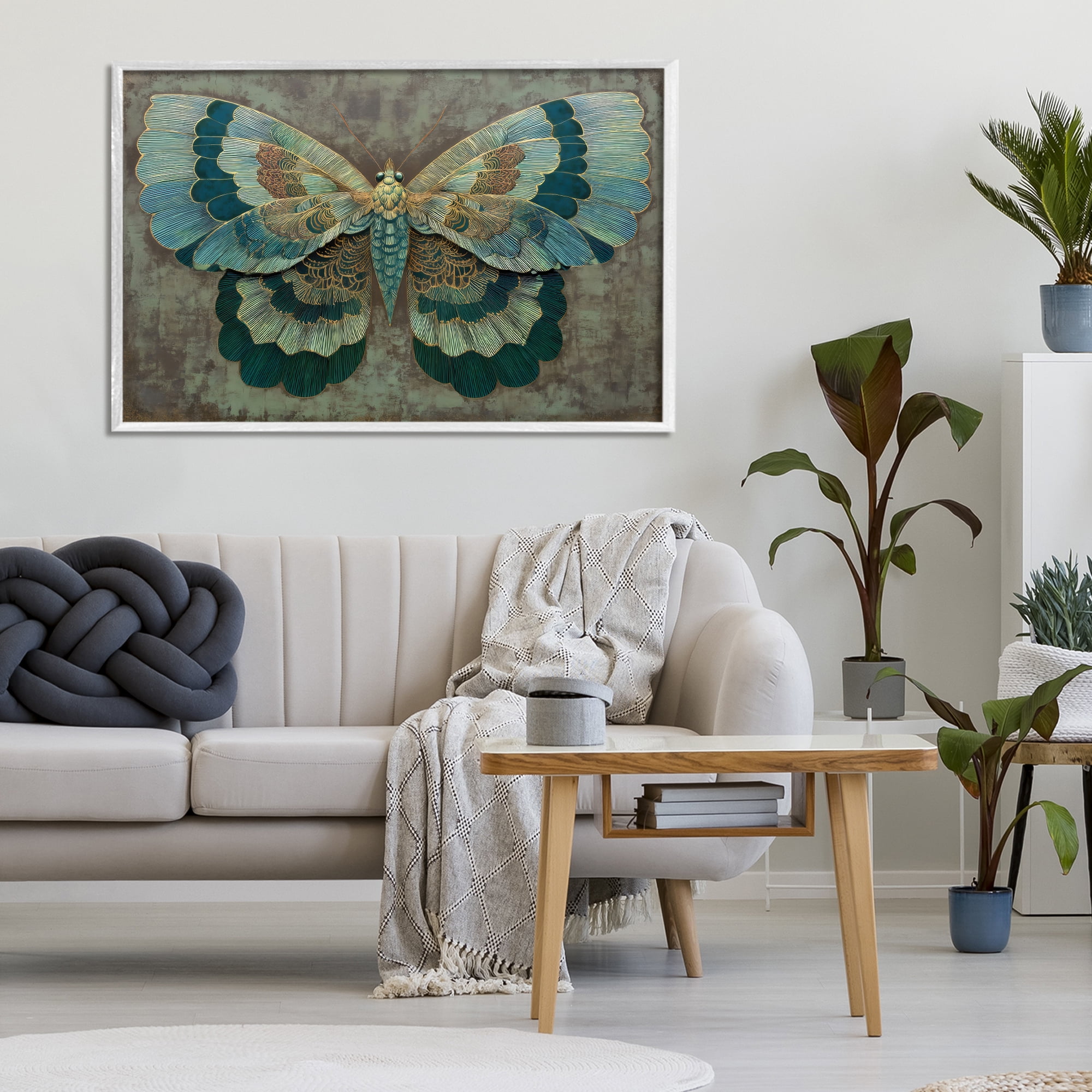 Stupell Industries Golden Jewel Butterfly White Framed Giclee Art, design by Petal Prints Design