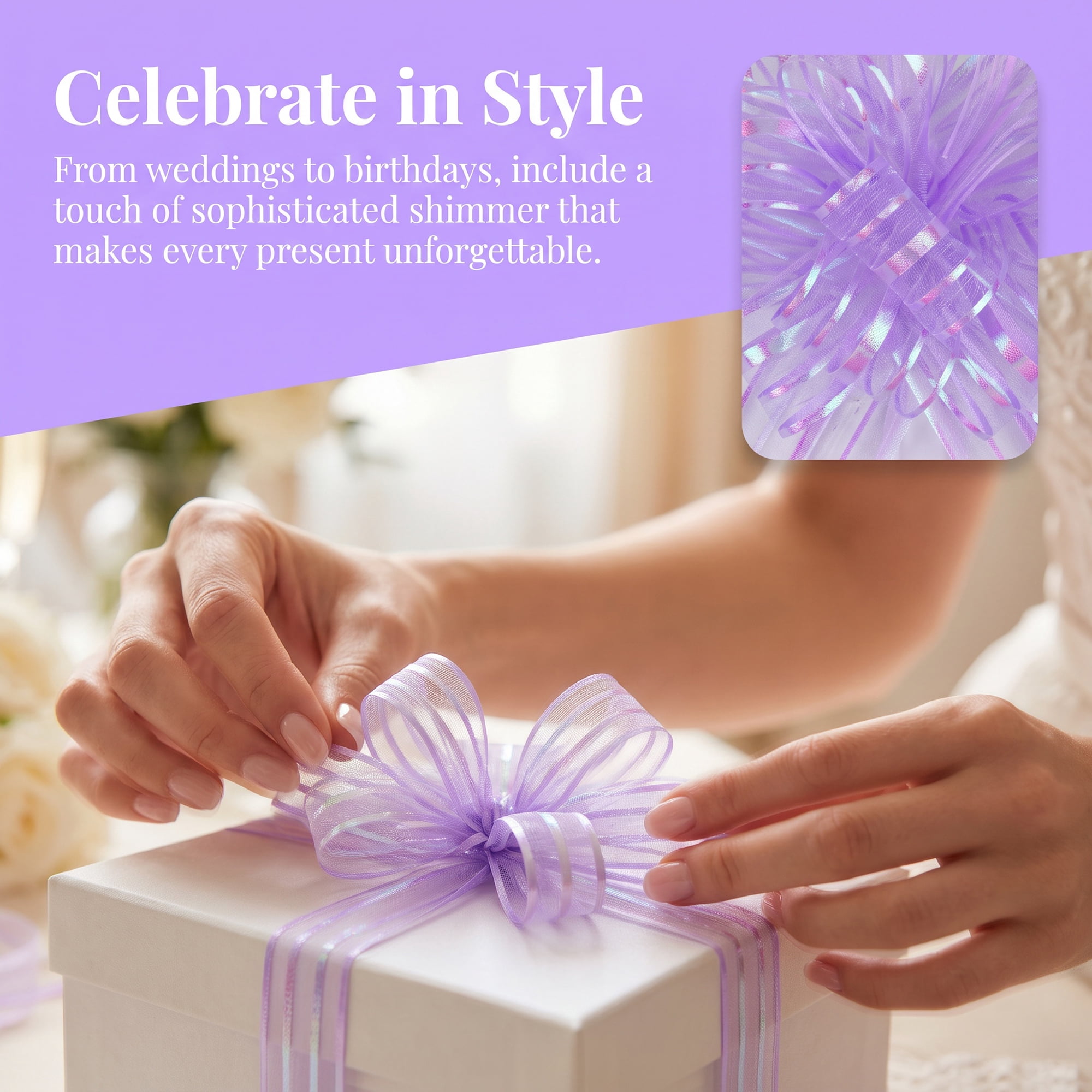 Unique Bargains Crush-Resistant Ribbon Bow for Birthday and Special Occasions Light Purple