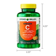 Spring Valley Vitamin C Dietary Supplement, Orange Flavor, 500 mg, 120 Count, Fast Dissolve Tablets for Immune Health
