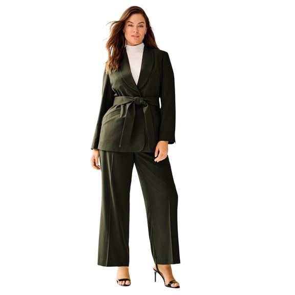 Ellos Plus Size Shawl Collar Blazer With Self-Tie Belt