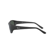 Ray-Ban Daddy-O Sunglasses, Retro Rectangle Eyeglasses with Case, Rubber Black/Dark Green, Size 59