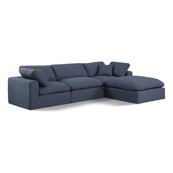 Meridian Furniture Comfy Navy Linen Textured Fabric Modular Sectional
