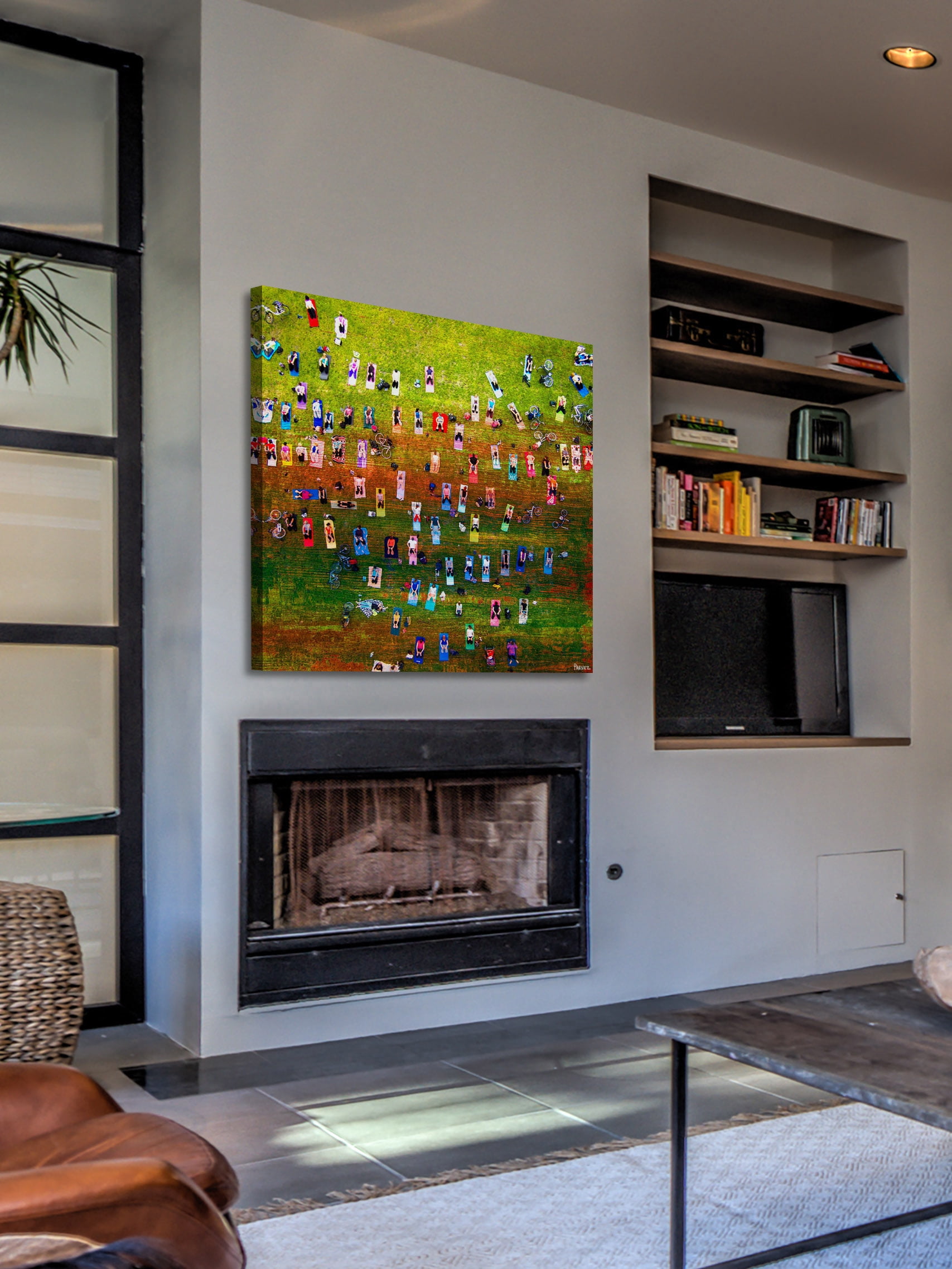 "Group Yoga" Painting Print on Wrapped Canvas