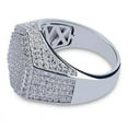 thumbnail image 2 of Mens Square Ring Iced Out Micro Pave CZ Silver Ring Gold Color Hip Hop Jewelry For Men Fashion For Daily Style, 2 of 4
