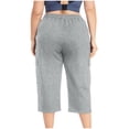 thumbnail image 6 of Womens Elastic High Waisted Capris Pants Plus Size Gym Running Workout Athletic Capri Pants with Pockets, 6 of 9