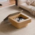 thumbnail image 5 of LKTART Square Coffee Table for Living Room,Fluted Drum Accent Tea Center Table with Storage,Solid Wood Modern Coffee Tables for Small Space Of Apartment (31.5" L×31.5''W×14''H-Natural), 5 of 9