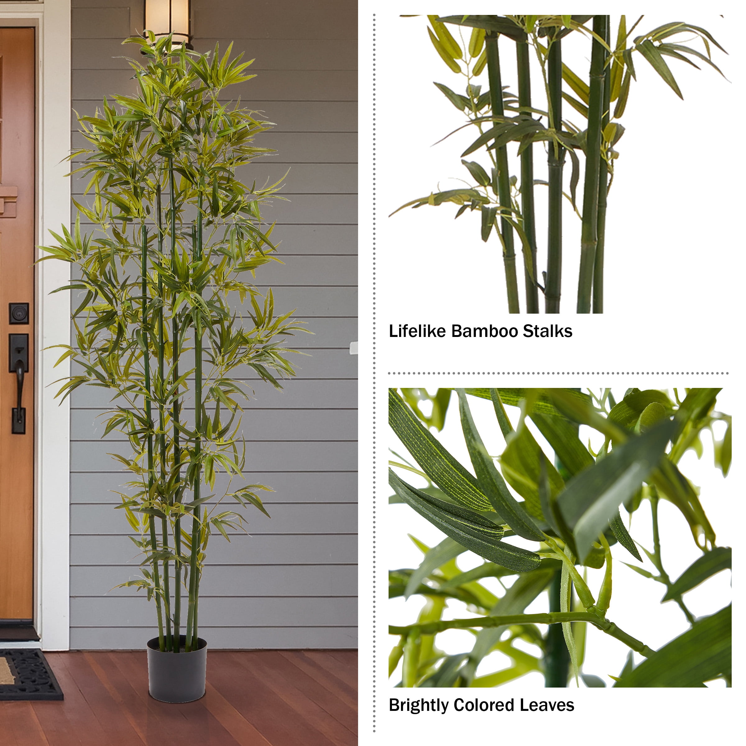Pure Garden Set of Two 6FT Artificial Bamboo Trees with Adjustable Leaves