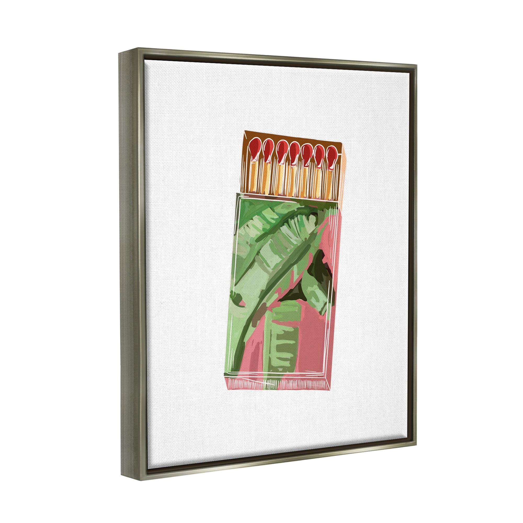 Stupell Industries Floral Pink Matchbox Design Square Cutout Shape Graphic Art Luster Gray Floating Framed Canvas Print Wall Art, Design by Amelia Noyes