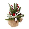 thumbnail image 2 of Dserfhy Small Christmas Artificial Plants with Burlap Base Faux Pine Branches with Red Berries/Poinsettias Flower for Winter Indoor Home Office Table Fireplace Decor, 2 of 8